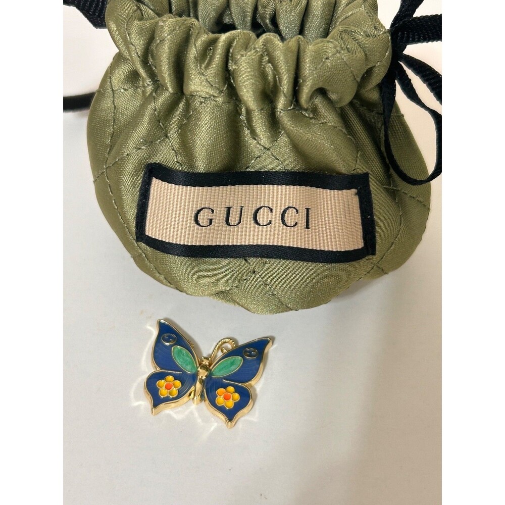 Gucci Italy Butterfly w/ GG Gold Charm Pendant Zipper Pull Missing Antena - Picture 4 of 10